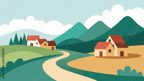 landscape with houses