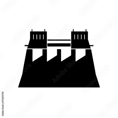 Silhouette of a hydroelectric power plant on transparent background