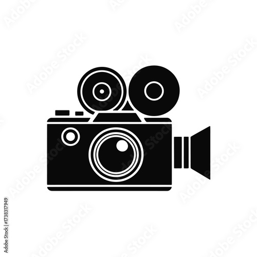 Simple silhouette of a vintage film camera icon