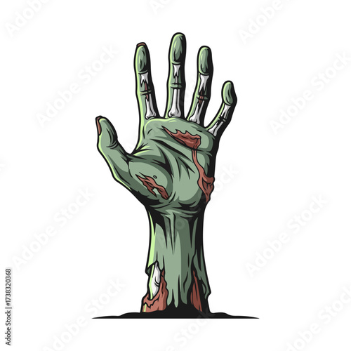Creepy Zombie Hand Rising from Ground Vector Illustration