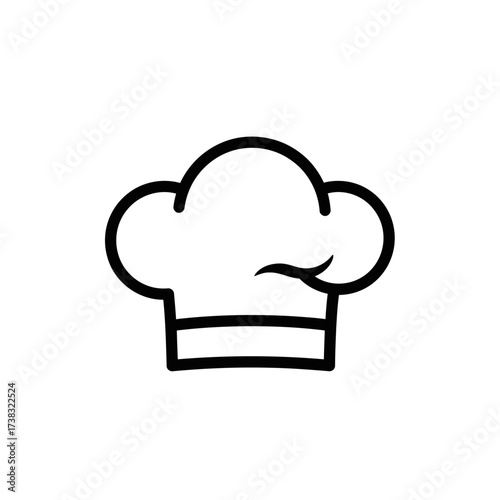 Chef's hat icon, simple black and white outline.