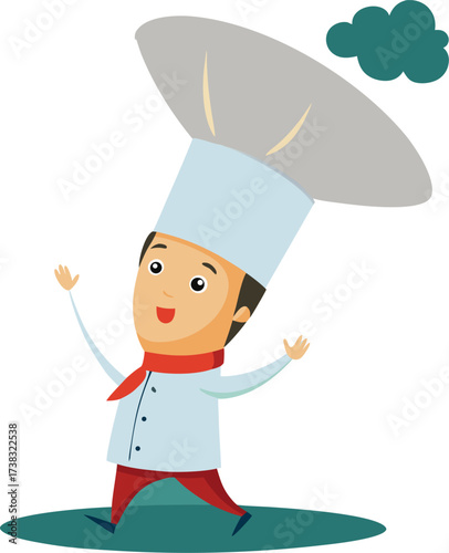 All Hat Trouble – Chef with Oversized Hat Vector Illustration”