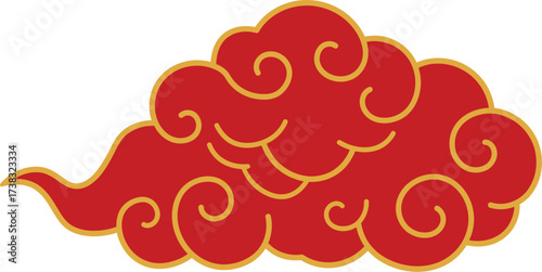 Red swirling cloud vector graphic traditional asian art style scalable eps