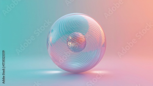 glass sphere, 3d abstract, digital design, futuristic orb, transparent ball, glowing sphere, minimal 3d art, abstract sculpture, modern 3d render, pastel colors, abstract shape, 