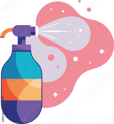 Minimal Spray Bottle Releasing Abstract Glowing Mist – Modern Vector Illustration”