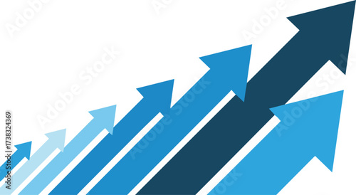 Vector art of blue arrows pointing upwards representing growth