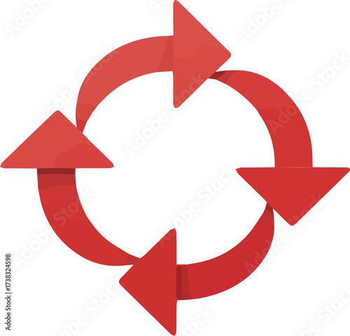 Free Download Vector art of red arrows in a circular motion representing cycle - GFXLoad