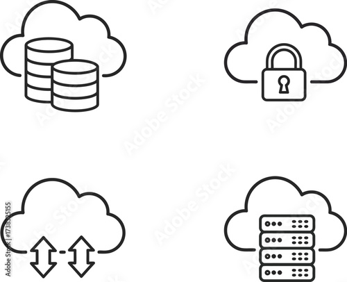 Cloud computing icons vector set scalable eps for digital services and data storage