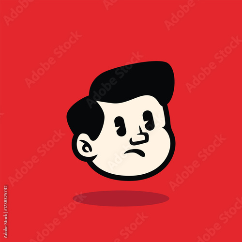 Cartoon vector illustration of a boy’s face with doubtful and confused expression. Perfect for emoji, mascot, sticker, icon, and character design in EPS format