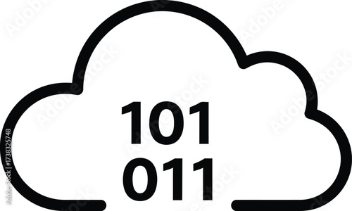 Scalable cloud computing vector illustration with binary code data icon