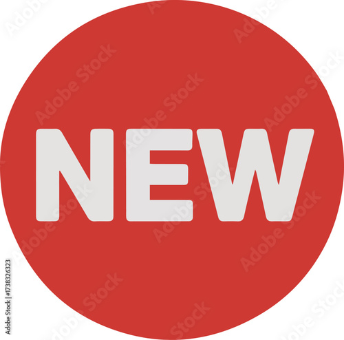 Vector art of a red circle with the word new in white