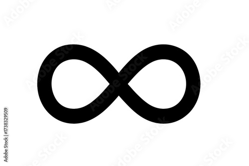 Infinity symbol vector icon. Concept of infinite, limitless, endlessness. Eternity sign. Simple black mathematical loop shape for forever love or friendship. Graphic element.