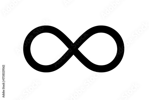 Black infinity symbol icon. Concept of infinite, limitless, and endless. Eternity, friendship, and love symbol. Simple flat vector illustration isolated on white background.