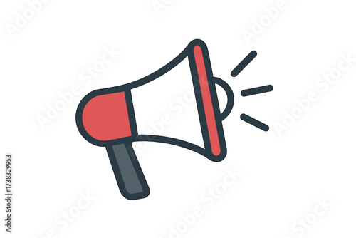 Megaphone icon vector illustration. Loudspeaker for announcement, marketing, and promotion. Communication and advertising symbol. Alert, news, and broadcast concept design.