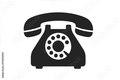 Retro phone vector icon. Vintage telephone silhouette. Old rotary landline communication symbol. Classic antique dial phone sign for call center or contact us concept.