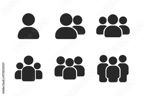 People icon set. User group symbol. Person silhouette pictogram. Teamwork, community and crowd sign collection. Vector element for web, app, UI, business, social media design.