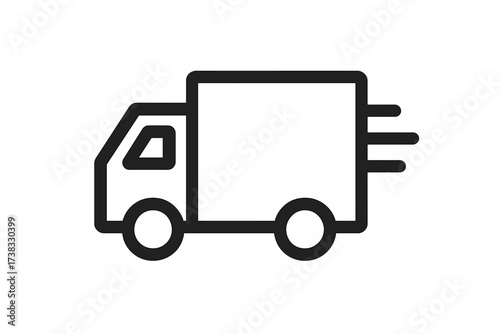 Fast delivery truck icon for shipping and logistics services. Express transport symbol for e-commerce, web, and apps. Quick freight and cargo transit concept. Lorry vector.