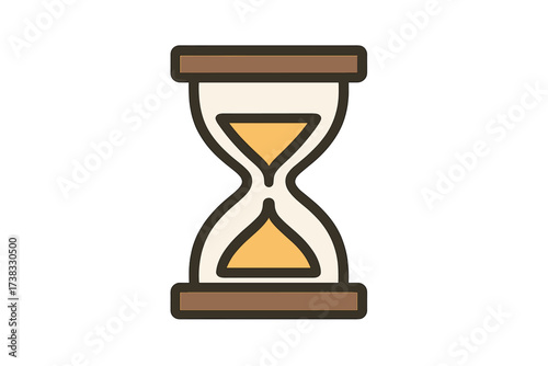 Hourglass flat vector icon. Sandglass timer symbol. Concept of time, waiting, deadline, countdown. Vintage sand clock illustration. Pass, measure, history, old, retro.