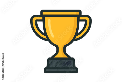Gold trophy cup vector icon. Award for winner of competition. First place prize symbol. Champion achievement graphic. Victory and success concept illustration for contest.