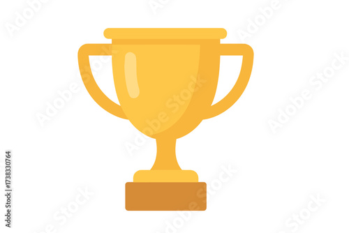 Gold trophy cup icon vector illustration. Award for winner, champion prize. Symbol of victory, success, and achievement. First place competition graphic element on white background.