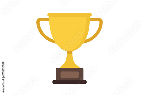 Golden trophy cup vector icon. First place prize for the winner. Symbol of victory, success, and achievement. Champion award for competition or contest. Leadership concept.