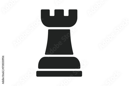 Rook chess piece vector icon for business strategy and management. Game concept of power, tactics, and competition. Castle symbol for defense, security, and planning.