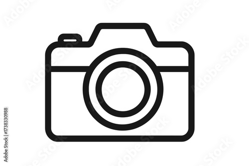 Camera icon vector. Simple line art for photography. Photo symbol outline for website UI UX design. Digital picture graphic. Minimalist pictogram for mobile app interface.