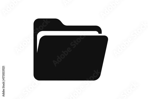 Simple black folder icon vector illustration with transparent background, graphic design for digital files, document storage symbol, organized folder set for business and office use