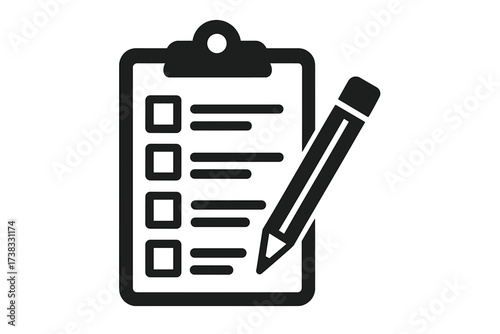 Vector illustration of clipboard with checklist and pencil, editable document icon with transparent background, office stationery, writing and planning symbol, business and education concept