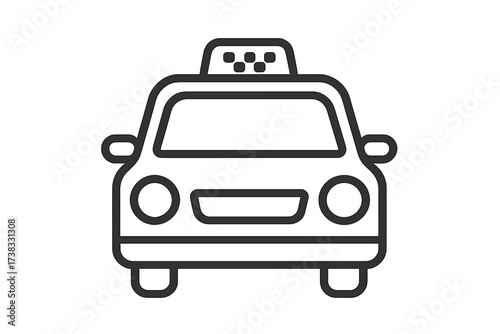 Taxi line vector icon. Cab outline illustration. Car service symbol for app and web. Public transport sign. Automobile front view. Urban travel and transportation concept.