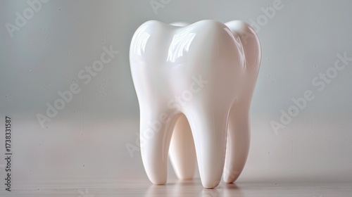 Shiny 3D model of a white tooth on a clean background.