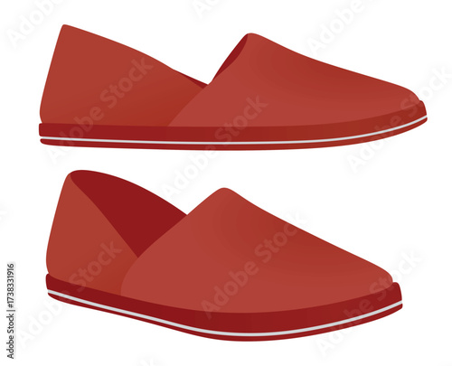 Red loafer shoes. vector illustration	