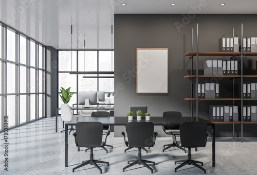 Wallpaper Mural Modern office interior with stylish furniture, minimalist design style, bright window background, concept of productivity and workspace organization, 3D Rendering Torontodigital.ca
