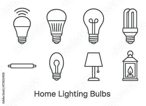 Variety of home lighting bulbs: led, cfl, incandescent, fluorescent options