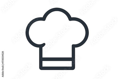 Chef hat line icon. Simple vector graphic of a cook's toque for a restaurant logo or culinary symbol. Professional kitchen, baker and gastronomy concept for a food blog.