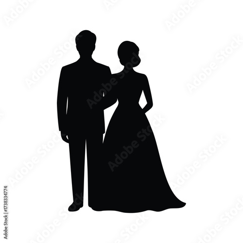 Romantic silhouette of a bride and groom embracing for their wedding day celebration