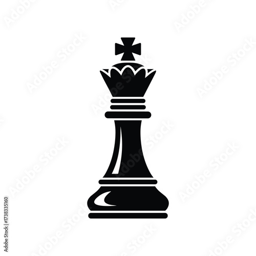 Classic black chess king silhouette simple design isolated game piece icon