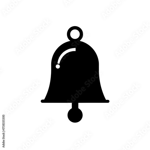 Illustration of a simple black bell icon on transparent background silhouette