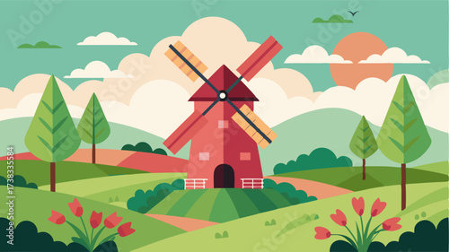 As the countryside shifts through the seasons the windmill remains a steadfast symbol of its changing beauty blending in seamlessly with nature.