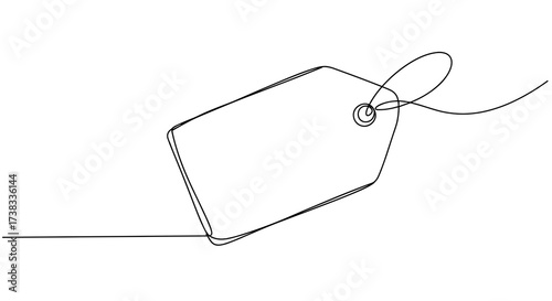 Outline of a tag with a hole and string in line art style  