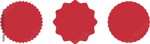 Red Blank Badge Seal and Sticker Shapes for Sale and Discount Labels.