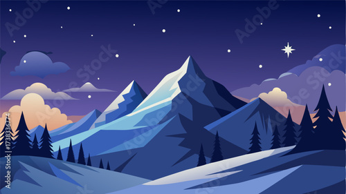 As night falls the stars le in the dark sky above Snowy Ridge creating a serene and magical atmosphere.