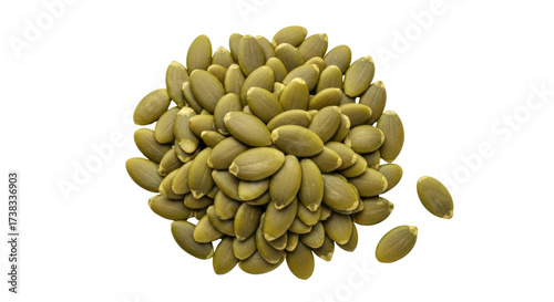 Obraz na plátně Isolated group of raw pumpkin seeds, tasty, natural snack for roasting and seaso