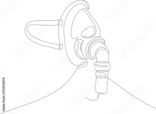 Simple Continuous Line Art Medical Oxygen Mask Respiratory Equipment