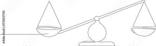 Simple Outline Unbalanced Scale of Justice and Law Illustration