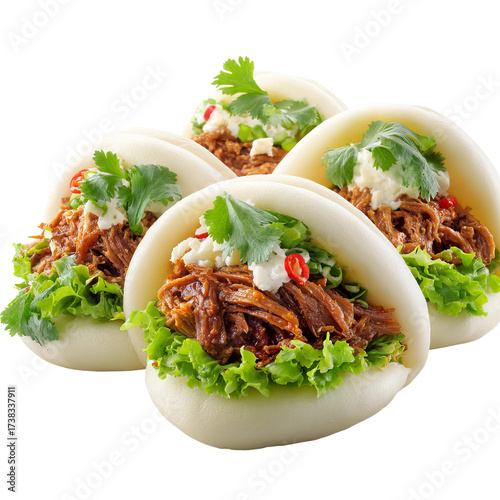 steamed bun filled with tender shredded asado beef
