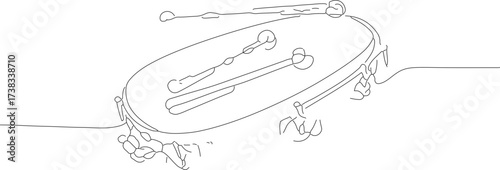 Minimalist Outline Handdrawn Snare Drum Musical Instrument Isolated Illustration