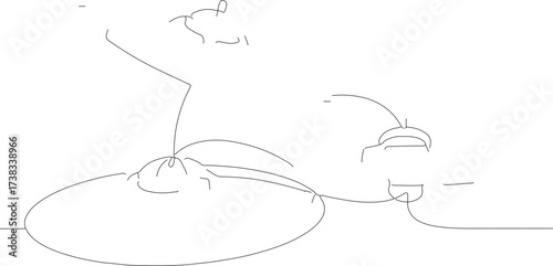 Minimalist Line Art Abstract Drawing of People Performing at a Circus