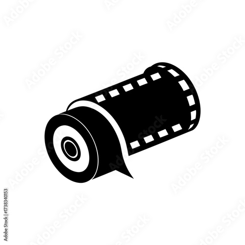Illustration of a photographic film roll on transparent background silhouette