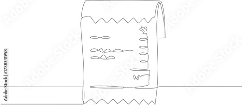 Simple Outline Drawing of Paper Roll Receipt Financial Transaction Document